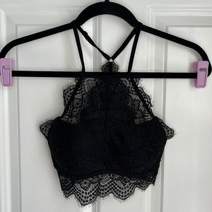 Lace high neck push up bralette